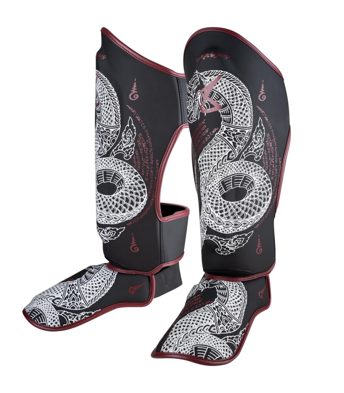 Протектори за крака - 8 WEAPONS Shin Guards Sak Yant Naga - Black/Maroon